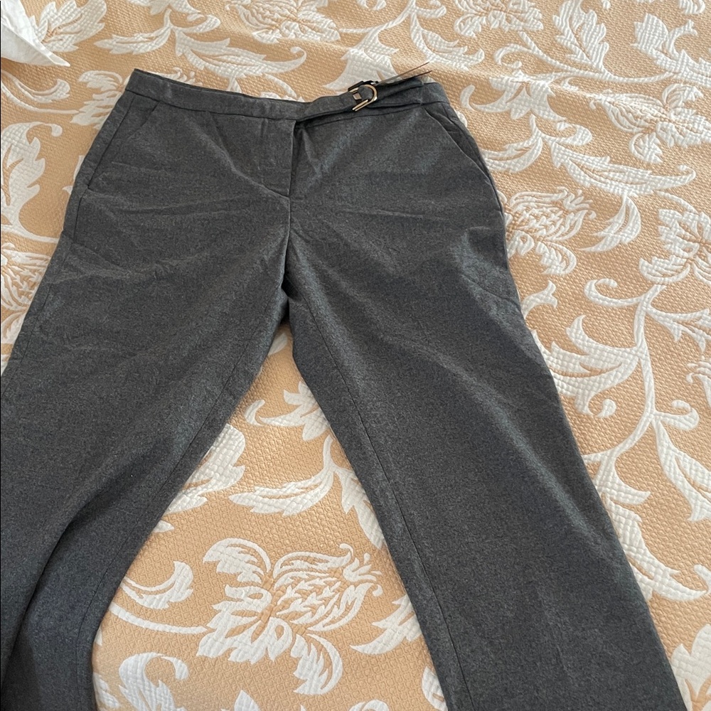 Massimo Dutti Charcoal Flannel Gray Trousers Soft Wool